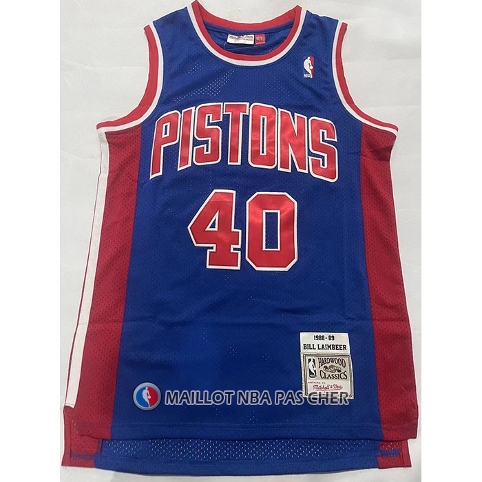 Maillot Detroit Pistons Bill Laimbeer NO 40 Mitchell & Ness 1988-89 Bleu
